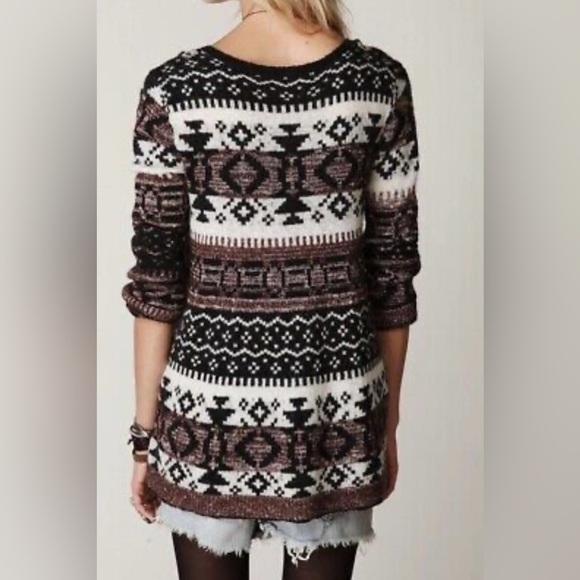 FREE PEOPLE Fair Isle Cabin Fever Sweater Tunic Wool Blends Long Nordic Geo Knit - Picture 10 of 15